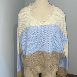Polly & Esther Oversized Fringe Sweater Size M